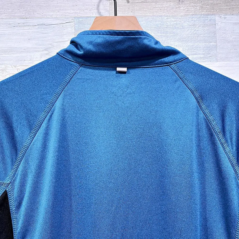 Roots Canada 1/4 Zip Performance Jersey Tech Pullover Blue Black Womens XL